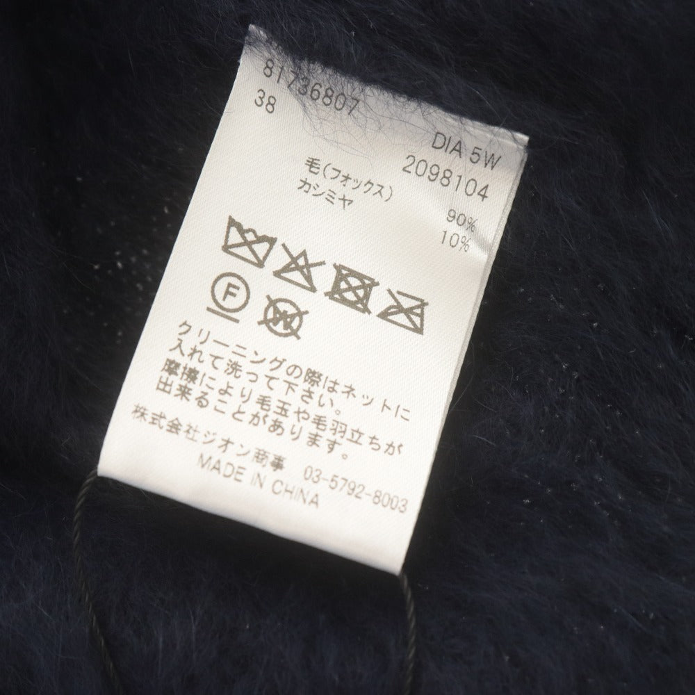 ■ JINES Cardigan Long-Sleeve Top Outerwear Fox Cashmere 2-Way Front/Back Pearl Buttons Women's 38 Navy with Tags Unused