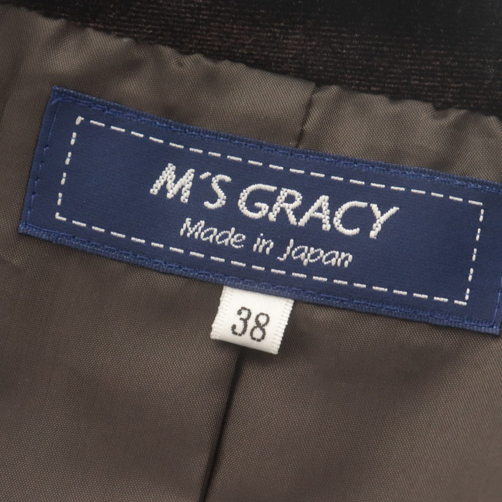 ■ M'S GRACY エムズグレイシー ジャケット 長袖 アウター ツイード ビット金具 コーデュロイ レディース 38 ブラウン タグ付き 未使用
