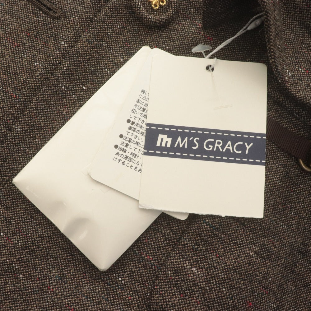■ M'S GRACY エムズグレイシー ジャケット 長袖 アウター ツイード ビット金具 コーデュロイ レディース 38 ブラウン タグ付き 未使用