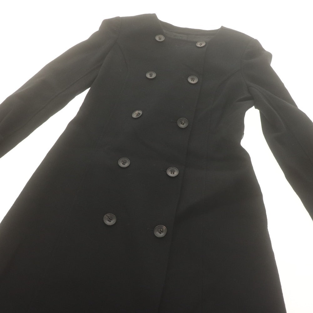■ DAMA Collection ダーマコレクション ロングコート 長袖 アウター ダブルボタン ノーカラー ウール レディース 9AR ブラック