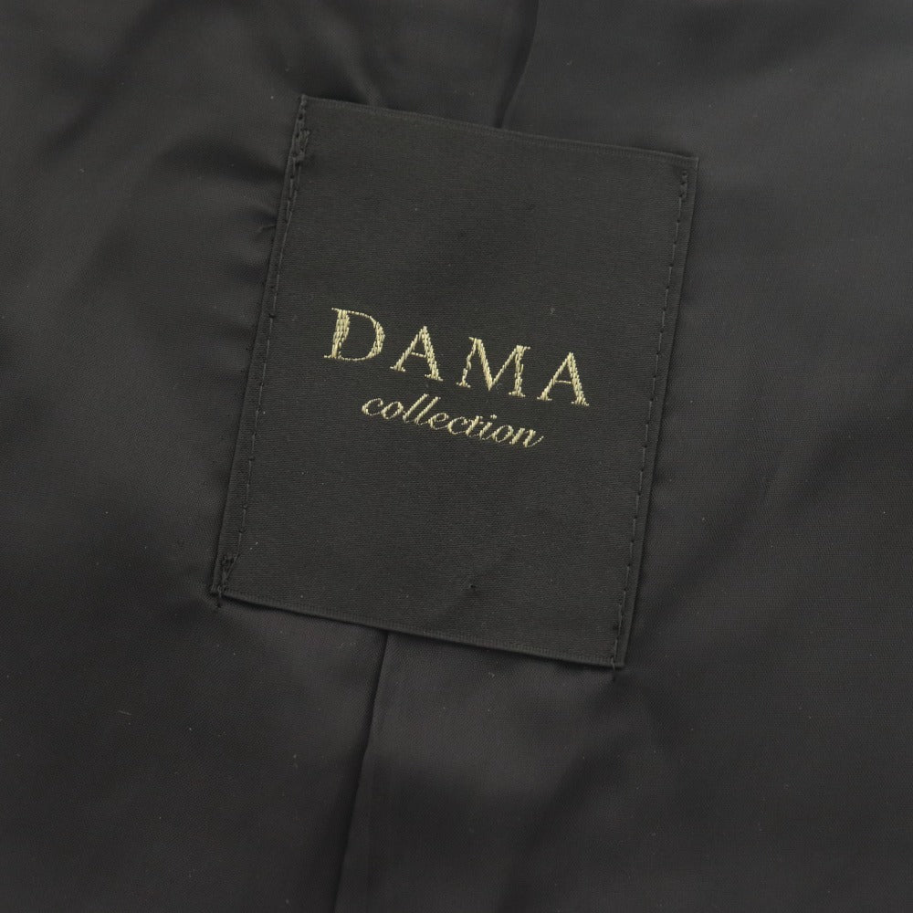 ■ DAMA Collection ダーマコレクション ロングコート 長袖 アウター ダブルボタン ノーカラー ウール レディース 9AR ブラック