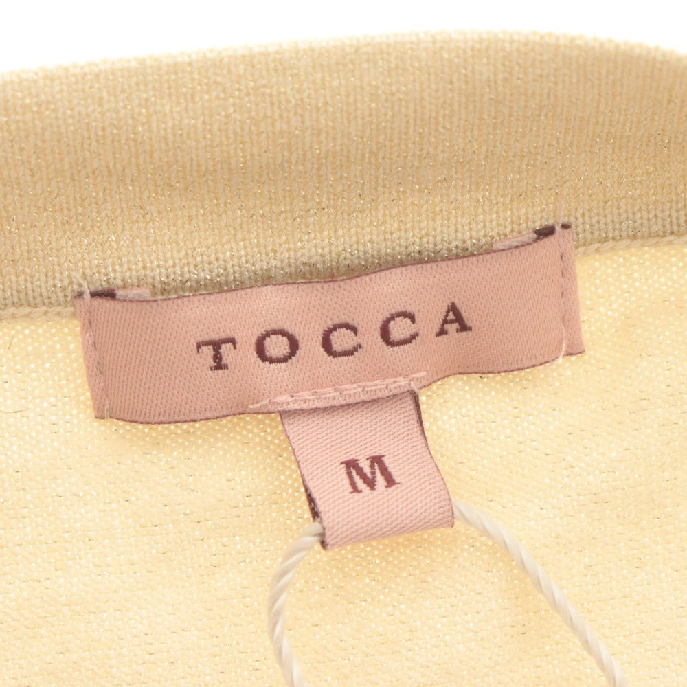 ■ TOCCA トッカ カーディガン トップス アウター 丸首 長袖 ビーズ装飾 ボタン レディース M シャンパンゴールド系 タグ付き 未使用