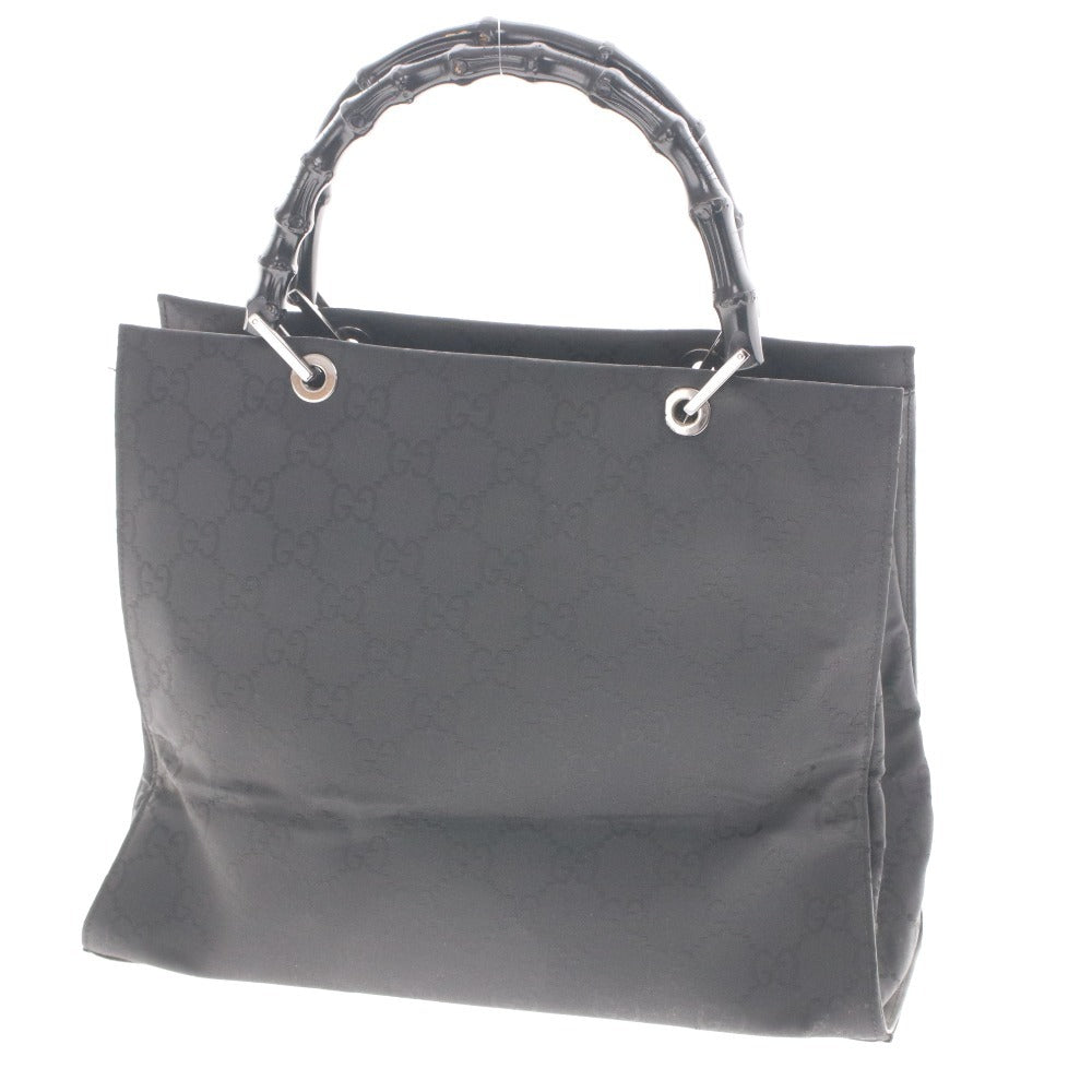 ■ グッチ GUCCI ハンドバッグ トートバッグ 505083 鞄 バンブー GGキャンバス シルバー金具 レディース ブラック 袋付き