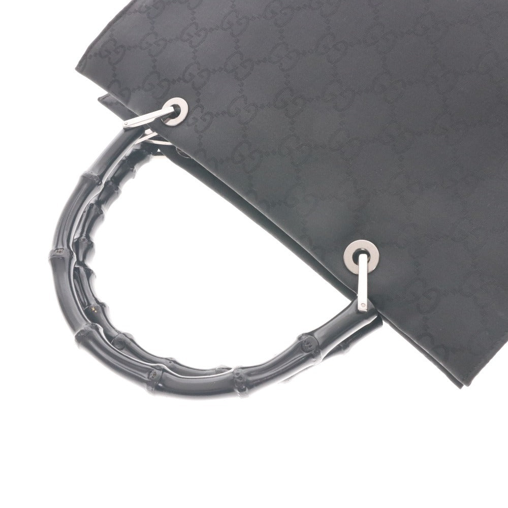 ■ グッチ GUCCI ハンドバッグ トートバッグ 505083 鞄 バンブー GGキャンバス シルバー金具 レディース ブラック 袋付き