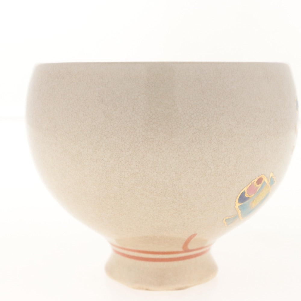 ■ 茶碗 色絵 東山深山 作 宝袋に酉 刻陶印あり 京焼 陶器 茶道具 抹茶 茶器 食卓器 箱/付属品付き