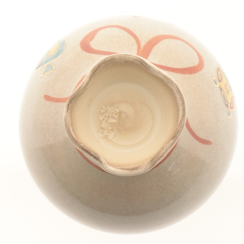 ■ 茶碗 色絵 東山深山 作 宝袋に酉 刻陶印あり 京焼 陶器 茶道具 抹茶 茶器 食卓器 箱/付属品付き