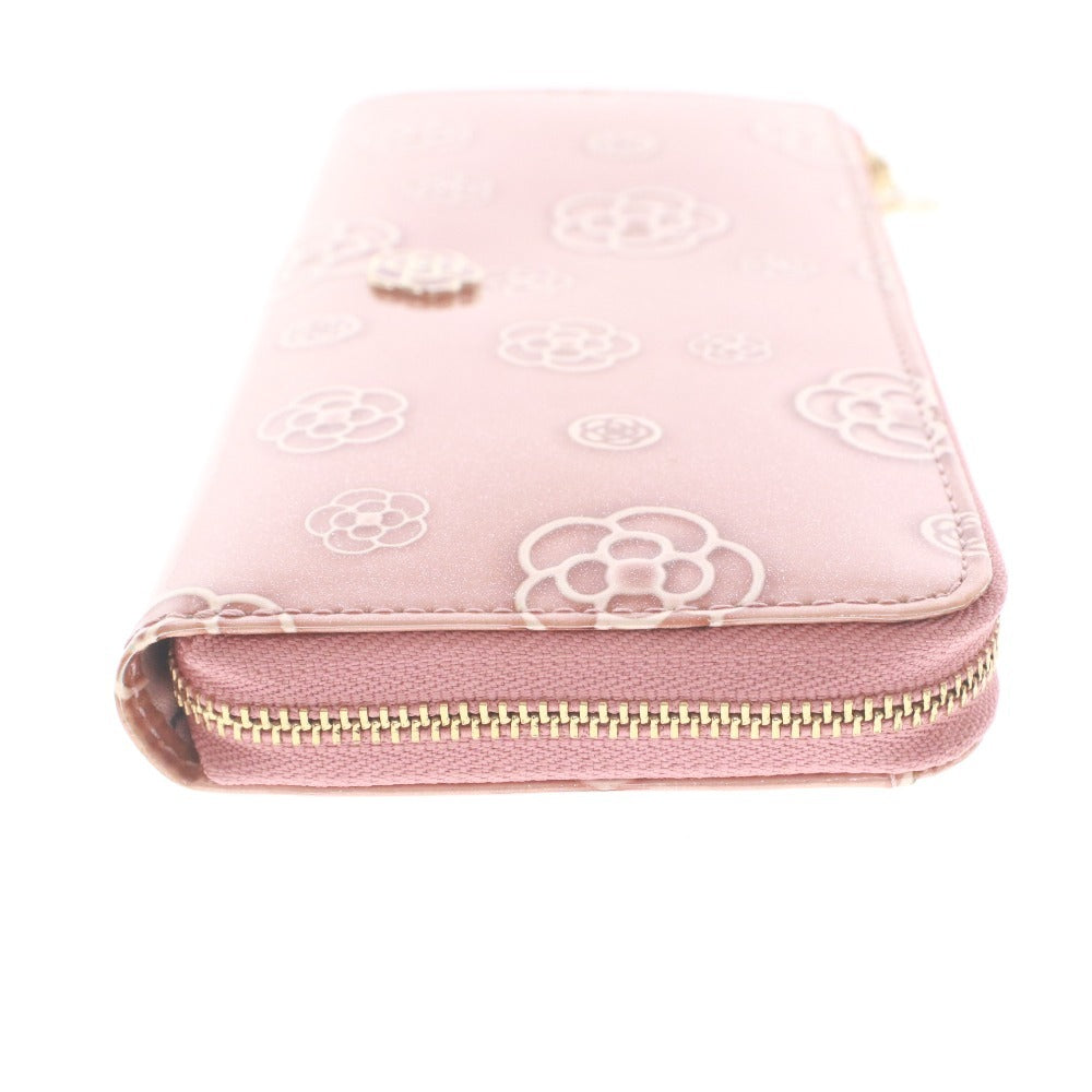 ■ CLATHAS クレイサス 長財布 ウォレット ファスナー 札 小銭入れ 花柄 ゴールド金具 レディース ピンクベージュ系 箱付き
