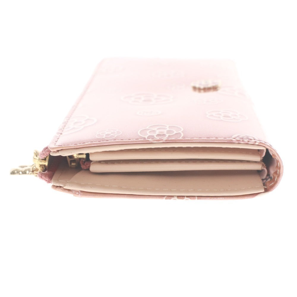 ■ CLATHAS クレイサス 長財布 ウォレット ファスナー 札 小銭入れ 花柄 ゴールド金具 レディース ピンクベージュ系 箱付き