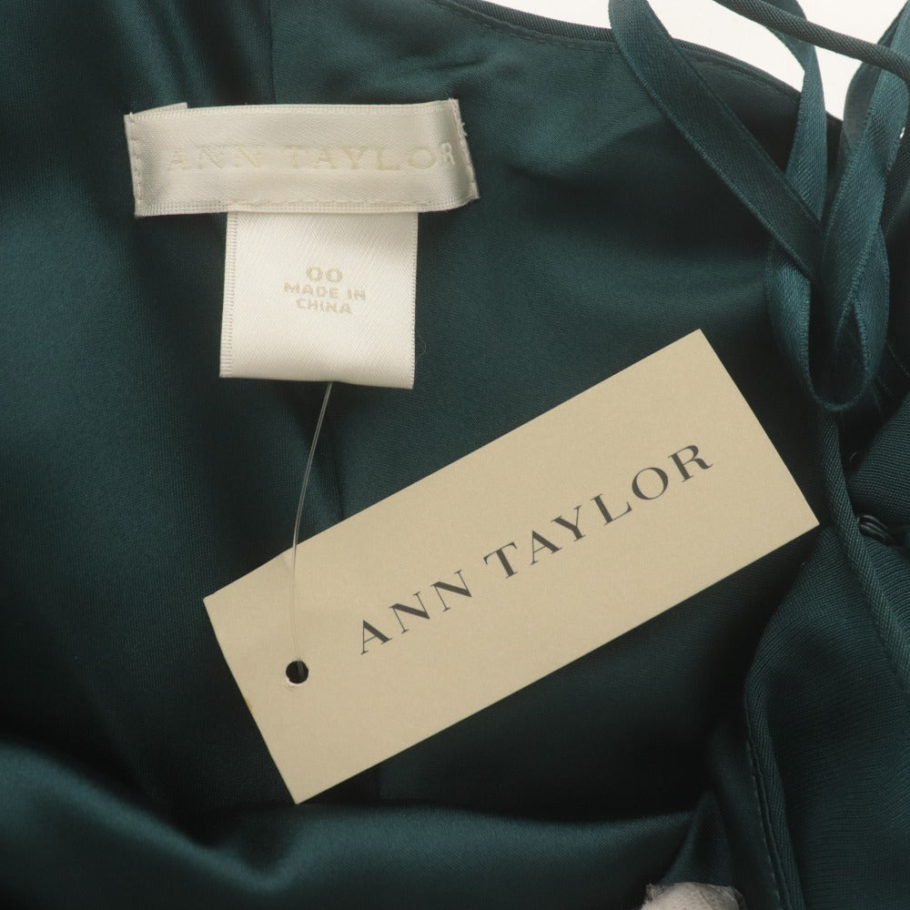 ■ ANN TAYLOR アンテイラー ドレス ワンピース ワンショルダー ロング丈 パーティ レディース 00 グリーン タグ付き 未使用