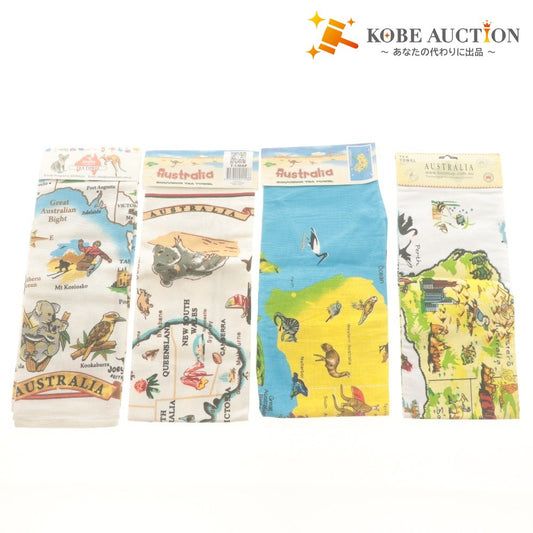 ■ Australia オーストリア ティータオル 4枚/点セット まとめ売り TEA TOWEL コアラ 総柄 コットン 未開封 未使用