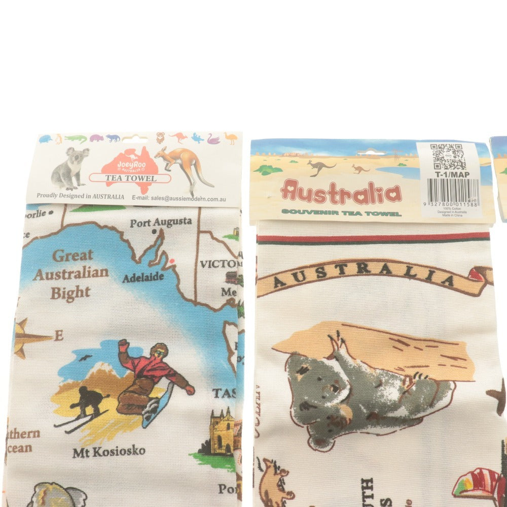 ■ Australia オーストリア ティータオル 4枚/点セット まとめ売り TEA TOWEL コアラ 総柄 コットン 未開封 未使用