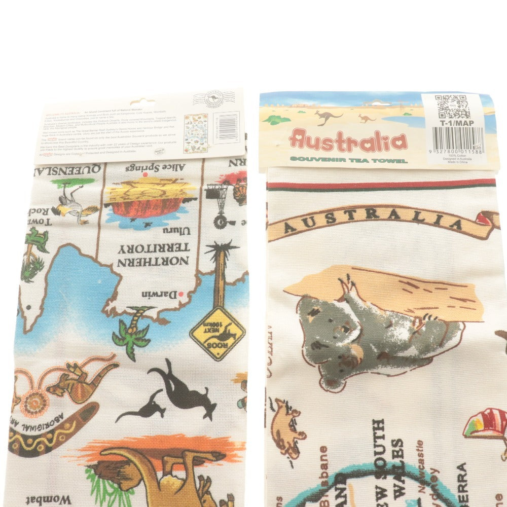 ■ Australia オーストリア ティータオル 4枚/点セット まとめ売り TEA TOWEL コアラ 総柄 コットン 未開封 未使用
