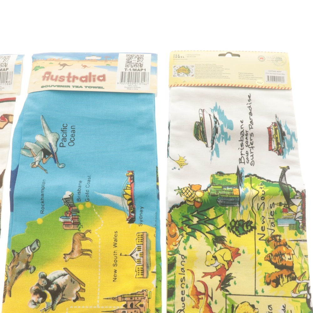 ■ Australia オーストリア ティータオル 4枚/点セット まとめ売り TEA TOWEL コアラ 総柄 コットン 未開封 未使用
