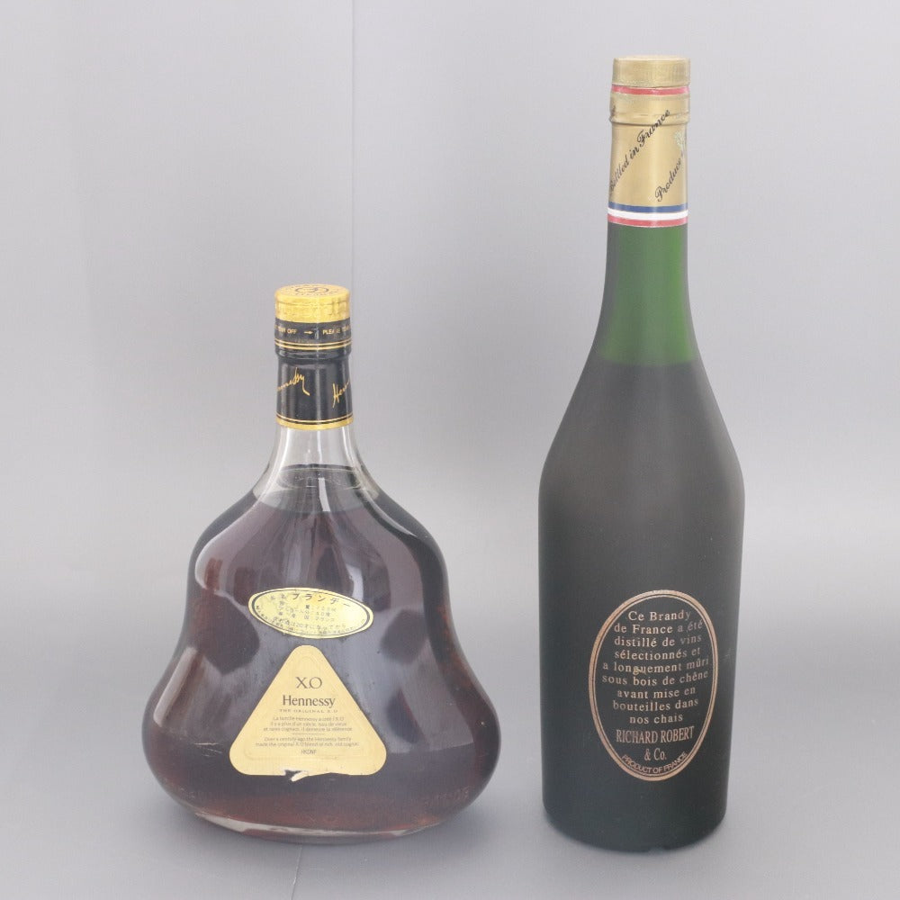 ■ 酒 コニャック ブランデー 2本セット ヘネシー XO 700ml 40% リチャードロバート ナポレオン 700ml 40% 未開栓 未使用 箱付き含む