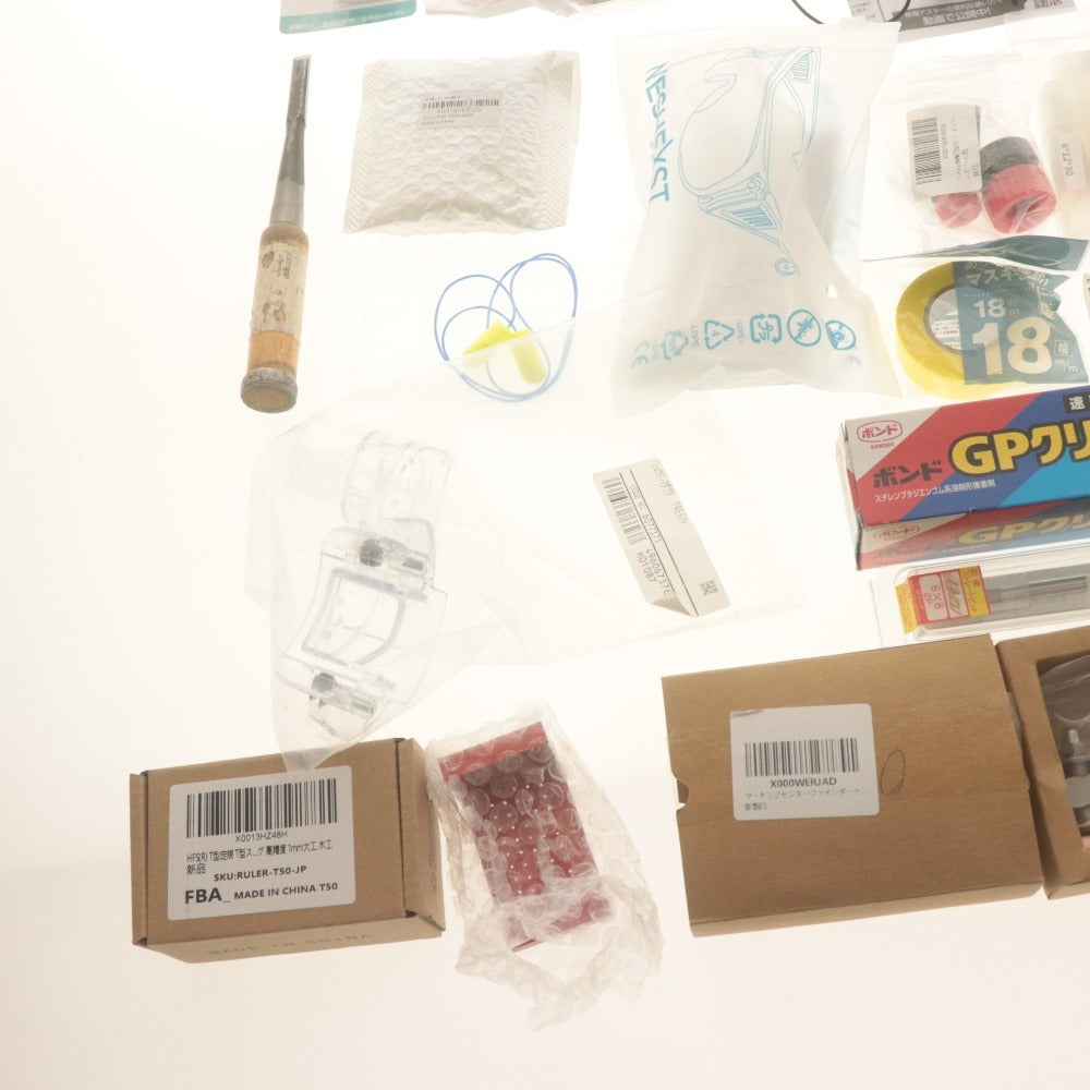 ■ DIY用品 大量セット まとめ売り 追入鑿/ビス,ネジ/ニス/ペイント/T型定規/金切鋸/ボンド/ヤスリ/ギボシ端子/安全治具/他 等 未使用含む