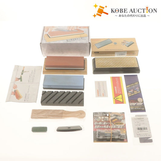 ■ Knife Sharpening 3-Piece Set - Bundle: Double-Sided Whetstone Set #400-8000 / DMD Diamond Sharpening Stone / Edge Sharpening Guide / Alde Blade Angle Guide / Accessories Included