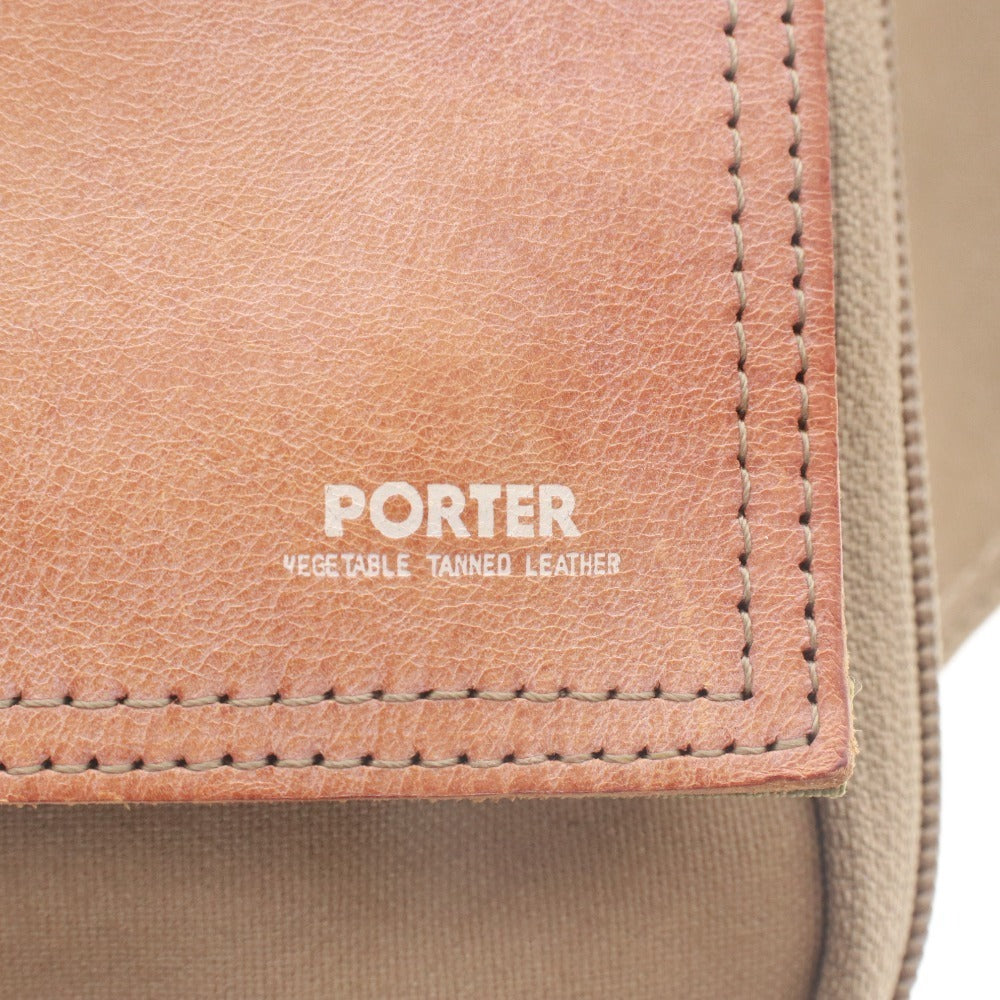 ■ PORTER ポーター ショルダーバッグ 鞄 ファスナー ポケット ベルト メンズ ライトブラウン オレンジ系