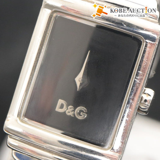 ■ DOLCE& GABBANA ドルチェ＆ガッバーナ 腕時計 BANDS 2針 クォーツ レディース シルバー 文字盤 ブラック ベルト ブラック