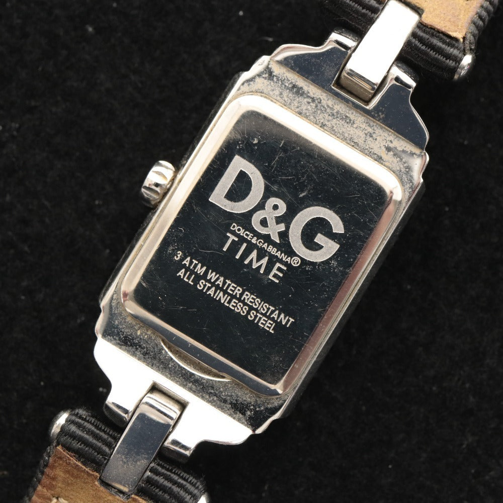 ■ DOLCE& GABBANA ドルチェ＆ガッバーナ 腕時計 BANDS 2針 クォーツ レディース シルバー 文字盤 ブラック ベルト ブラック