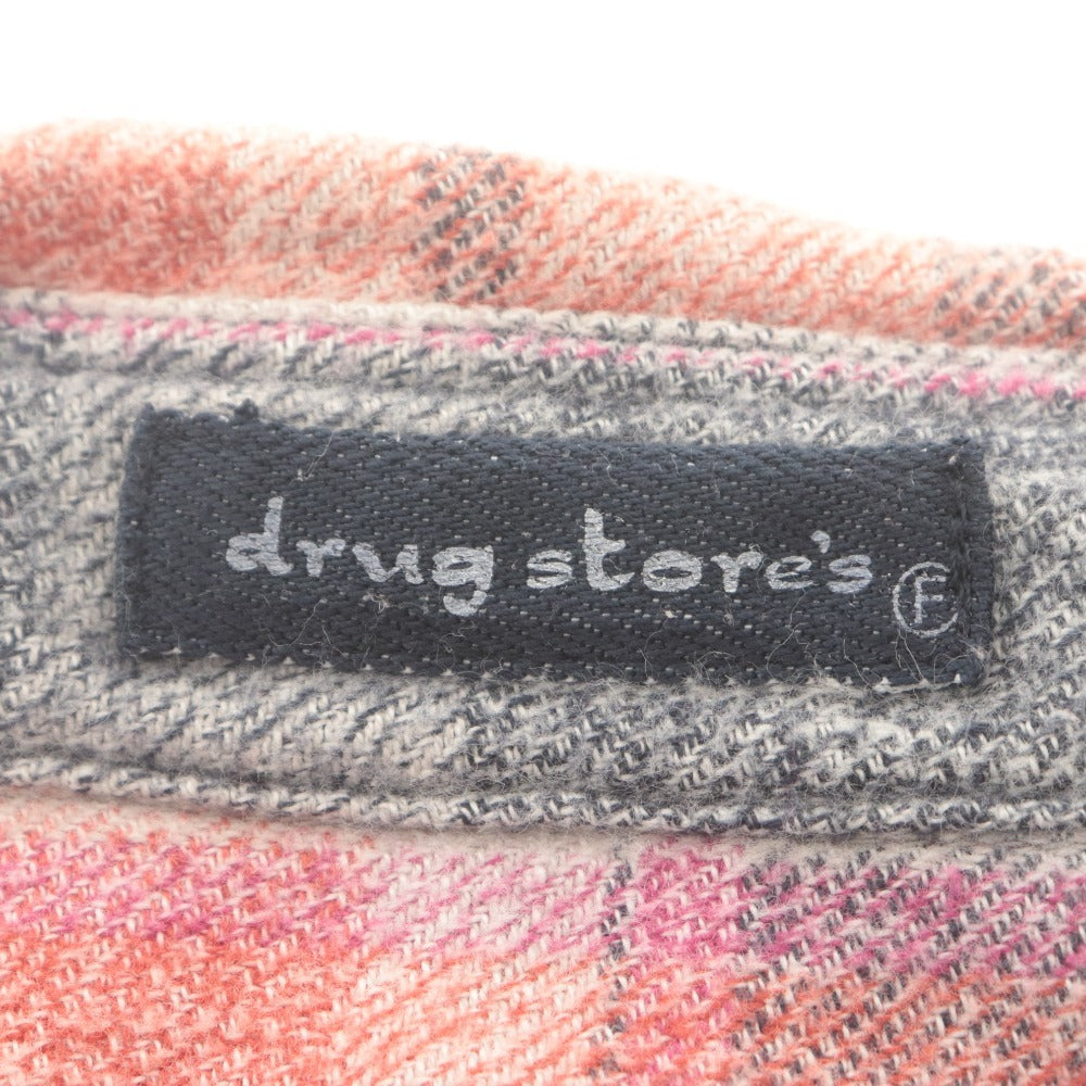 ■ ドラッグストアーズ drug stores シャツジャケット 長袖 トップス アウター 襟 ボタン チェック柄 レディース メンズ F グレー 赤系