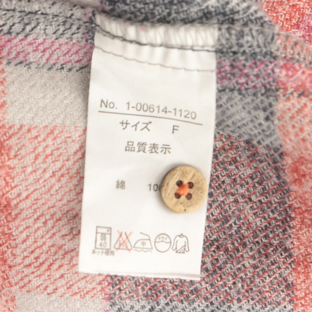 ■ ドラッグストアーズ drug stores シャツジャケット 長袖 トップス アウター 襟 ボタン チェック柄 レディース メンズ F グレー 赤系