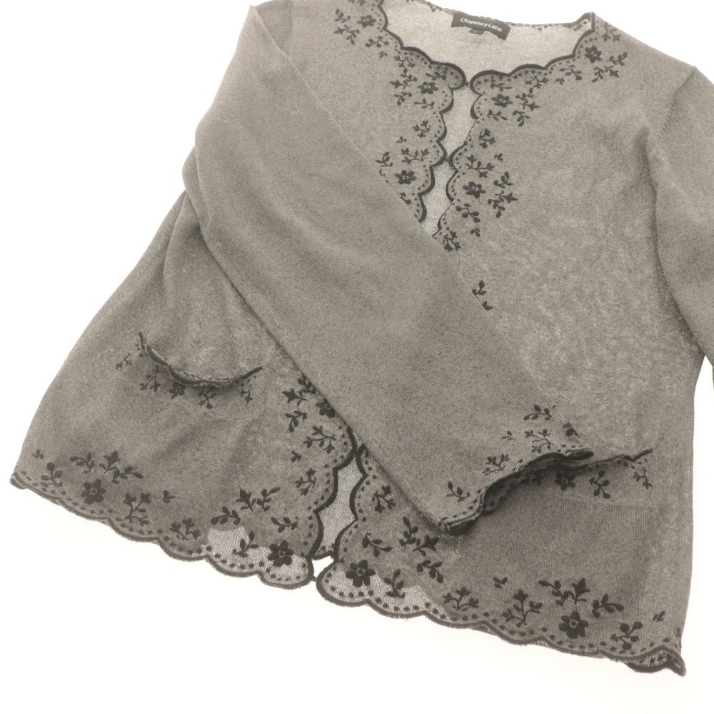 ■ Chancery Lane アンサンブル カーディガン ニットシャツ 長袖 アウター トップス 花柄 レディース L M 黒 グレー 未使用