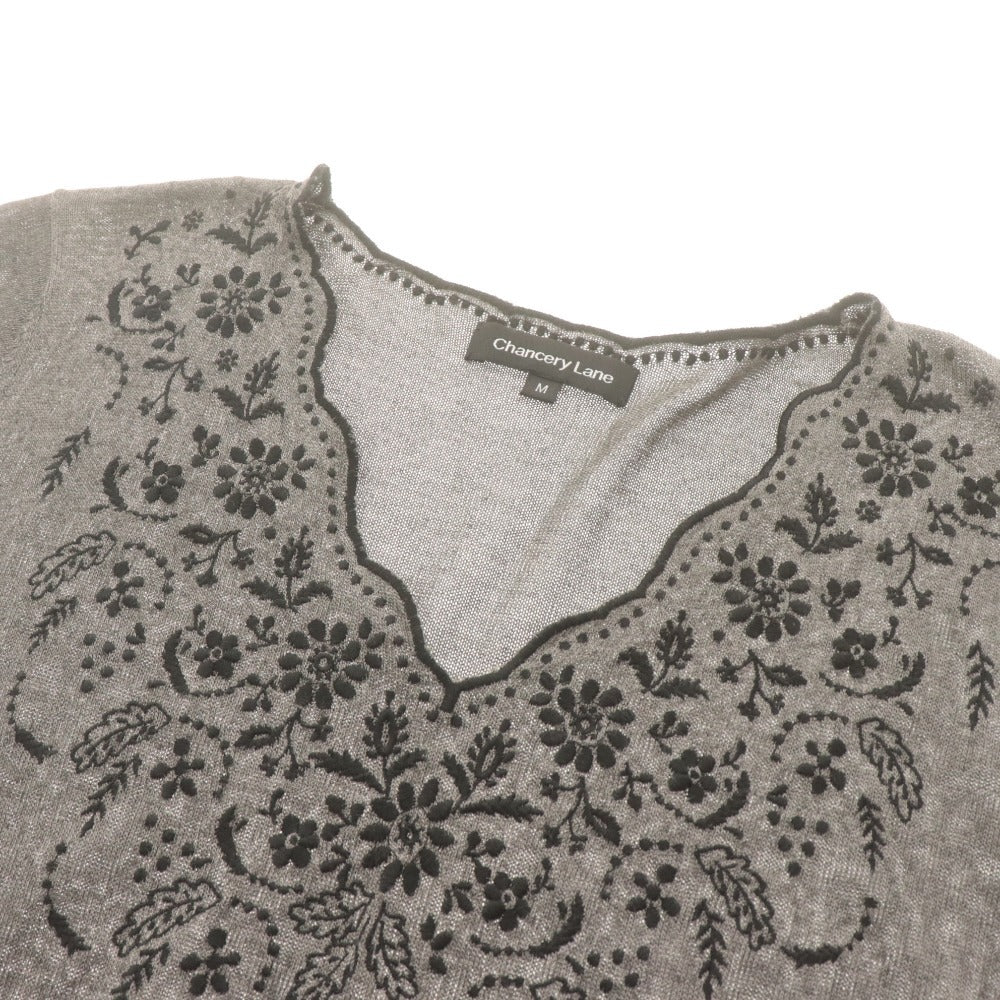 ■ Chancery Lane アンサンブル カーディガン ニットシャツ 長袖 アウター トップス 花柄 レディース L M 黒 グレー 未使用