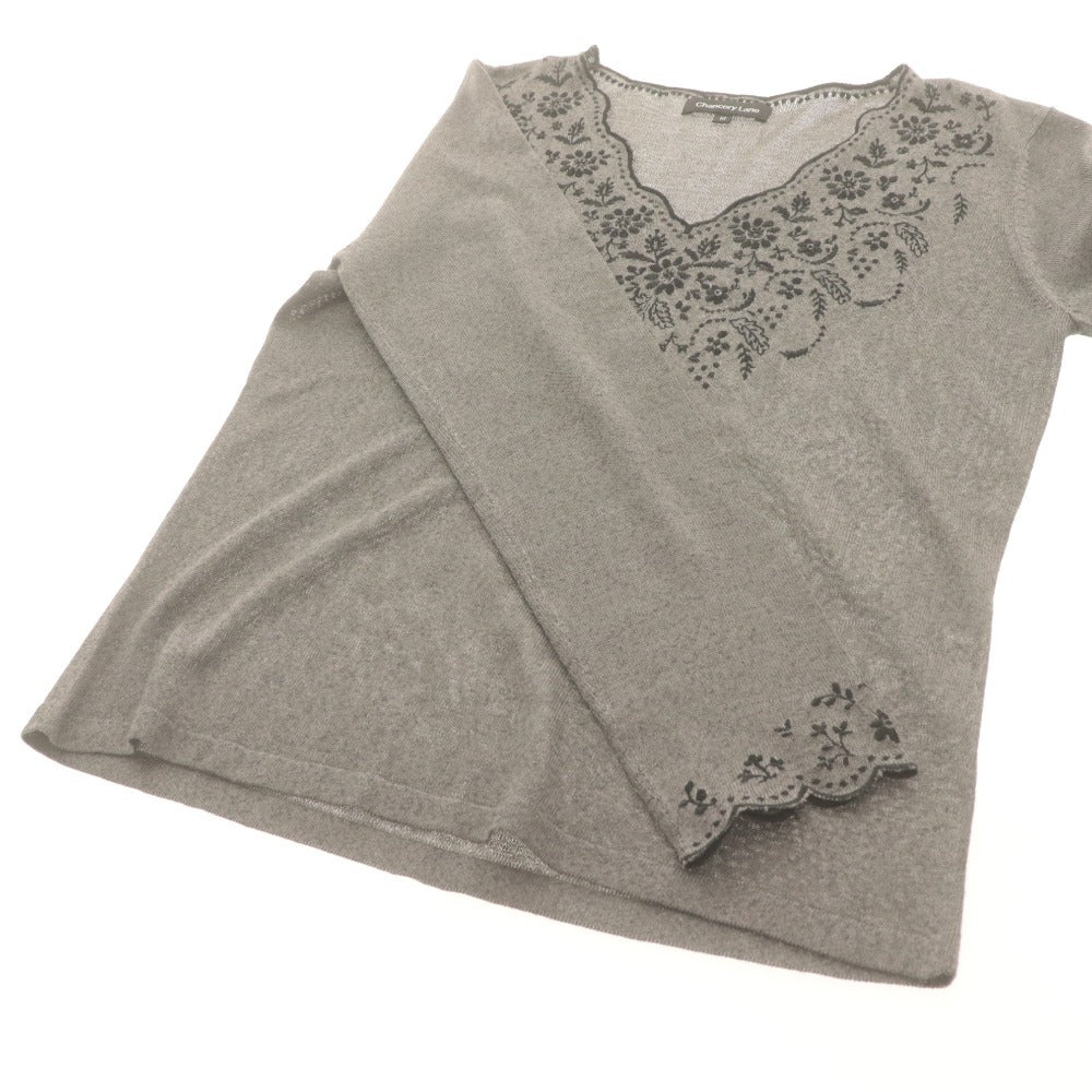 ■ Chancery Lane アンサンブル カーディガン ニットシャツ 長袖 アウター トップス 花柄 レディース L M 黒 グレー 未使用