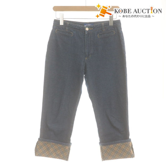 ■ BURBERRY BLUE LABEL バーバリー ジーンズ デニムパンツ スキニー ボトムス 裾裏ノバチェック レディース 36 (S相当) らいとネイビー系
