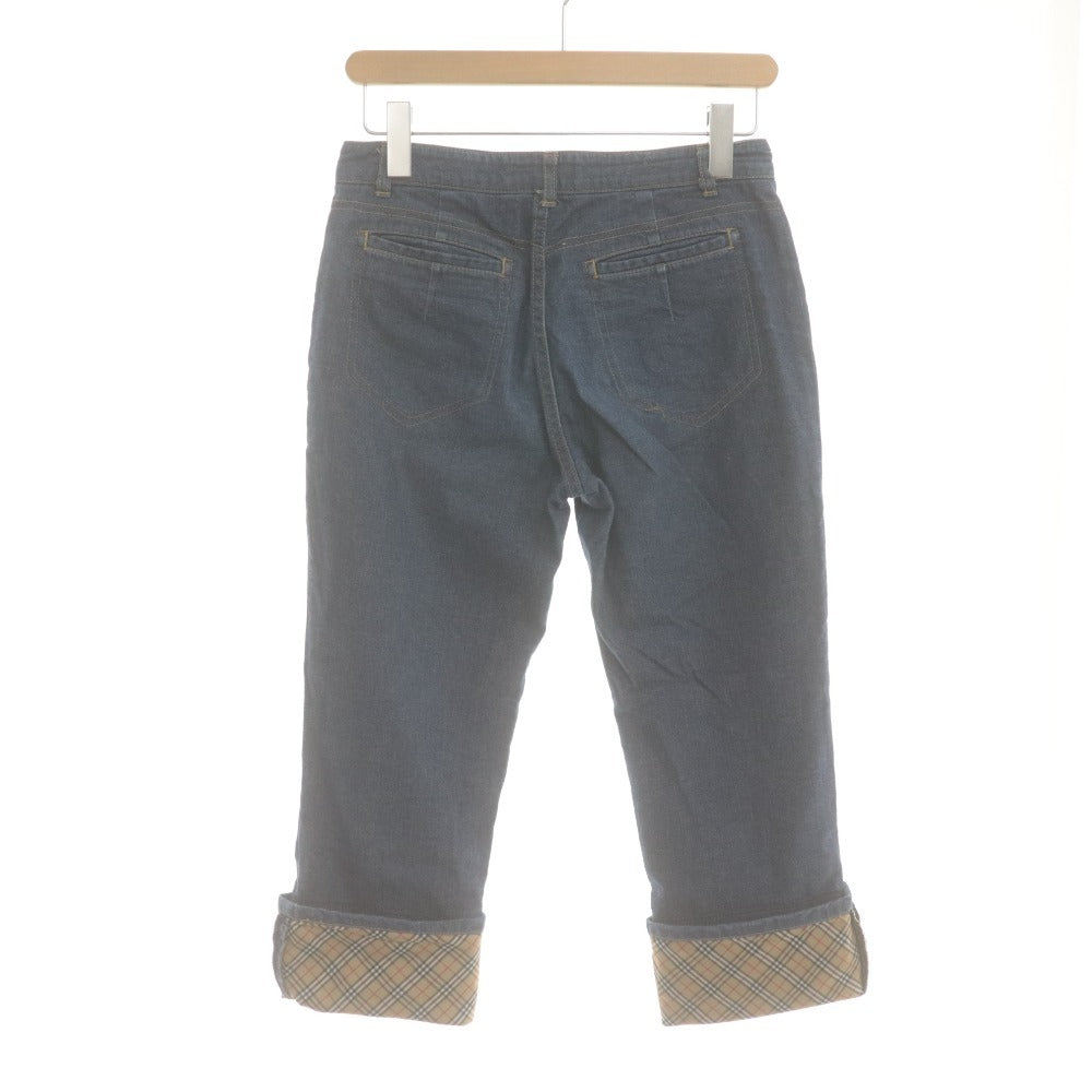 ■ BURBERRY BLUE LABEL バーバリー ジーンズ デニムパンツ スキニー ボトムス 裾裏ノバチェック レディース 36 (S相当) らいとネイビー系