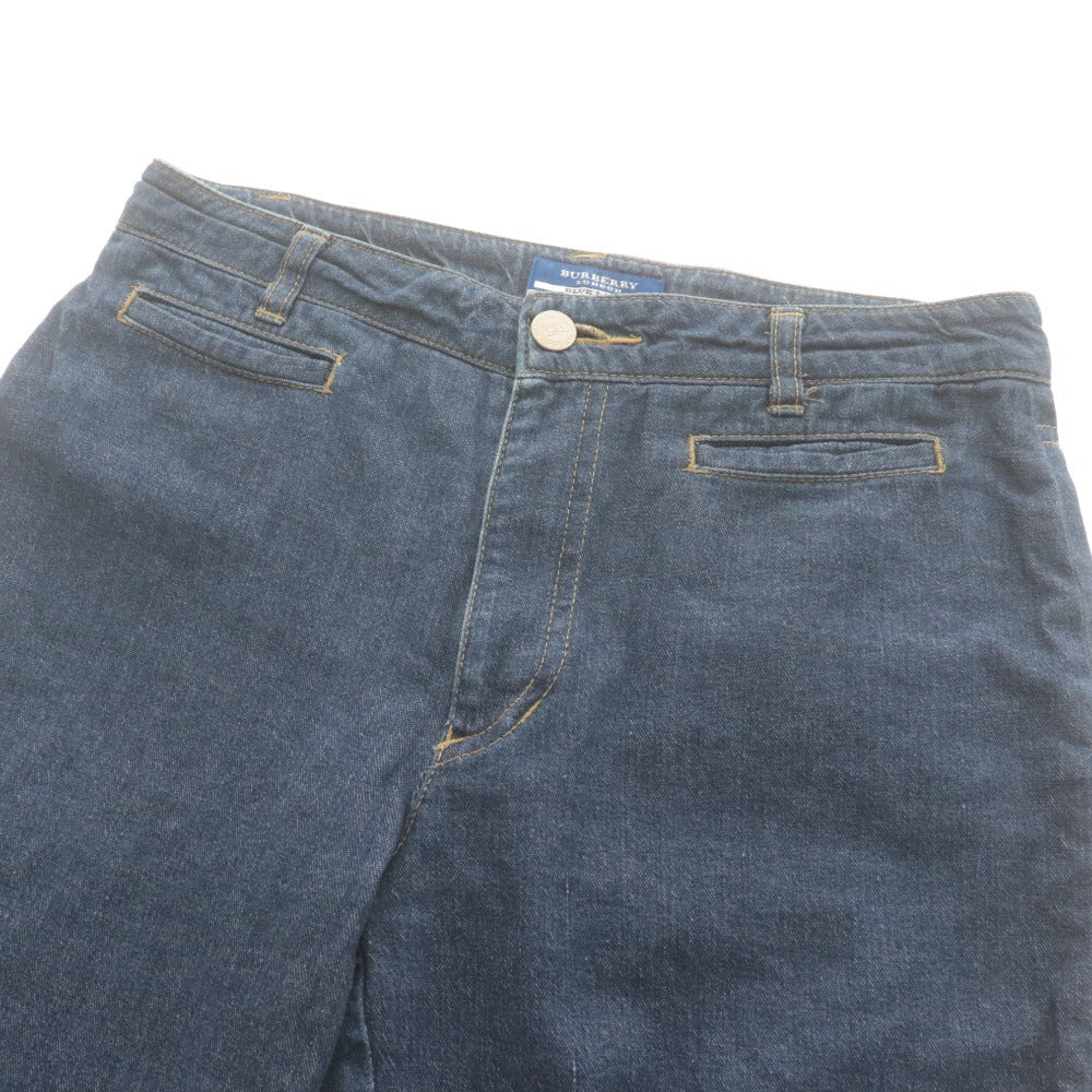 ■ BURBERRY BLUE LABEL バーバリー ジーンズ デニムパンツ スキニー ボトムス 裾裏ノバチェック レディース 36 (S相当) らいとネイビー系
