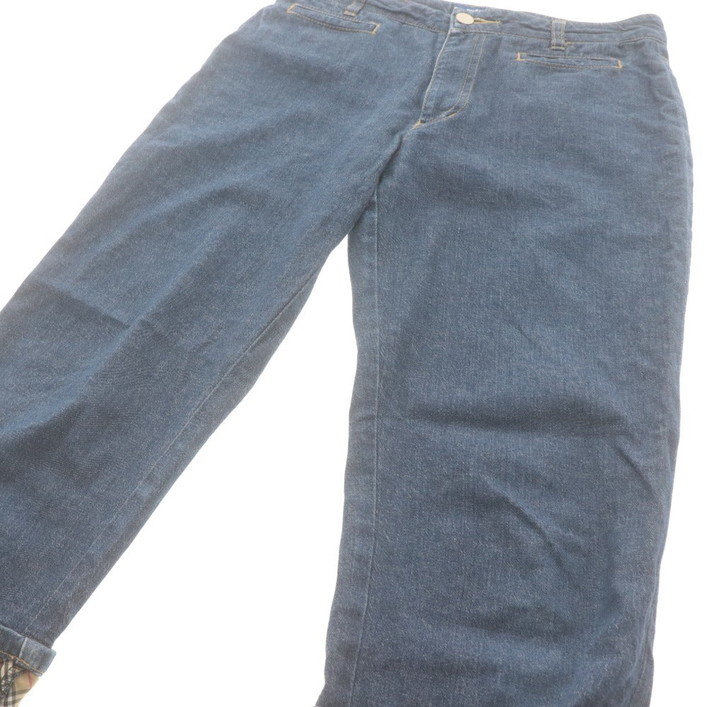 ■ BURBERRY BLUE LABEL バーバリー ジーンズ デニムパンツ スキニー ボトムス 裾裏ノバチェック レディース 36 (S相当) らいとネイビー系