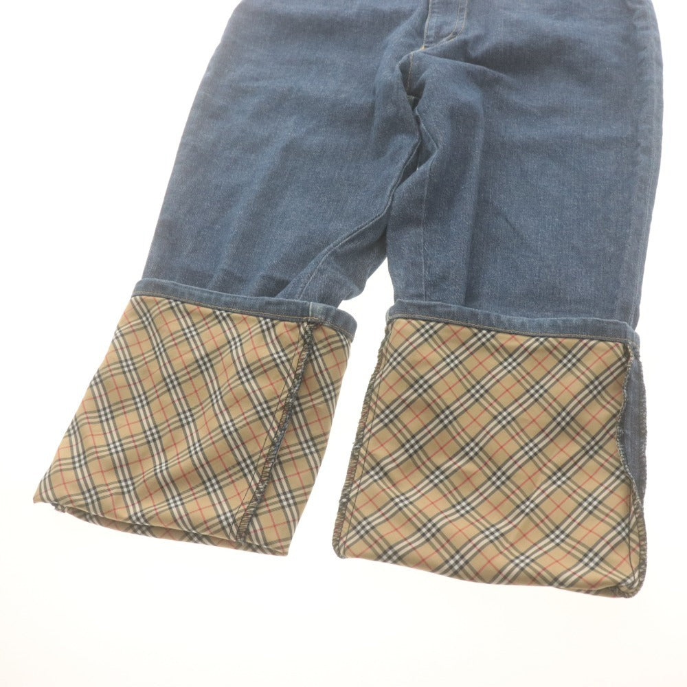 ■ BURBERRY BLUE LABEL バーバリー ジーンズ デニムパンツ スキニー ボトムス 裾裏ノバチェック レディース 36 (S相当) らいとネイビー系