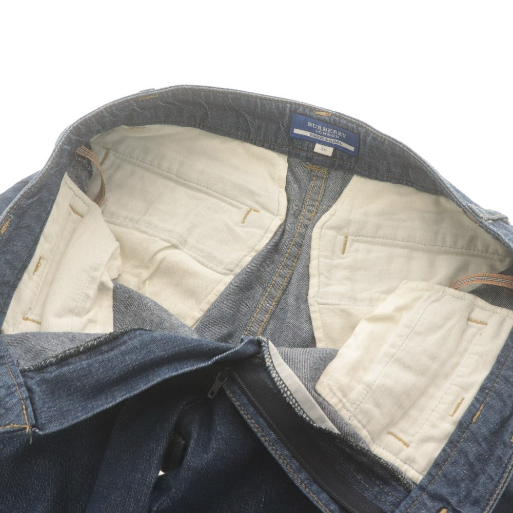 ■ BURBERRY BLUE LABEL バーバリー ジーンズ デニムパンツ スキニー ボトムス 裾裏ノバチェック レディース 36 (S相当) らいとネイビー系