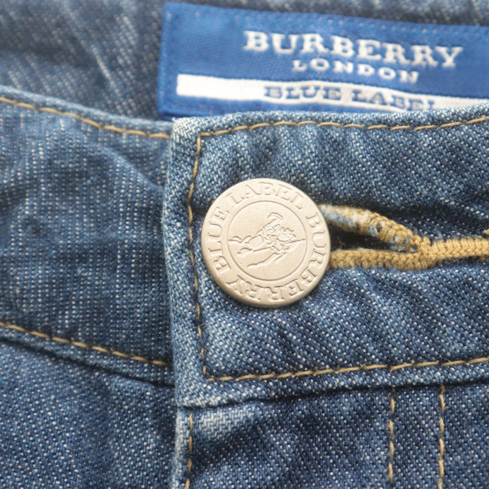 ■ BURBERRY BLUE LABEL バーバリー ジーンズ デニムパンツ スキニー ボトムス 裾裏ノバチェック レディース 36 (S相当) らいとネイビー系