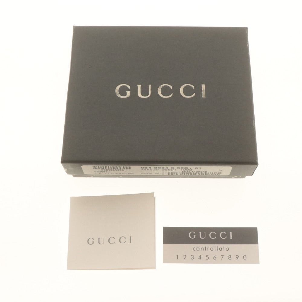 ■ グッチ GUCCI 二つ折り財布 92752-3661 革 レザー メタルロゴ カード 小銭 札 ヴィンテージ レディース メンズ 黒 付属品付き 未使用