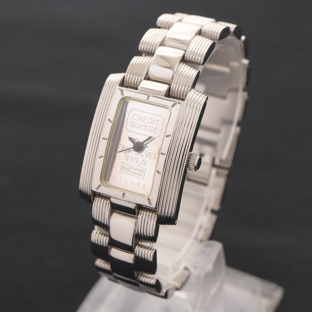 ■ CREDIT SUISSE クレディスイス 腕時計 クオーツ FINE SILVER 999.0 015045 INGOT インゴットウォッチ レディース シルバー 動作未確認