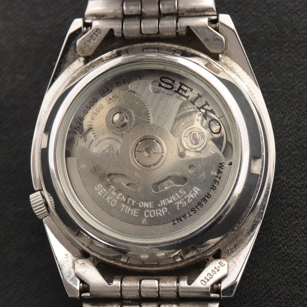 ■ SEIKO セイコー 腕時計 7S26-0500 G1341-E 582432 裏スケルトン オートマチック 自動巻き 文字盤 ステンレス メンズ 動作確認済み