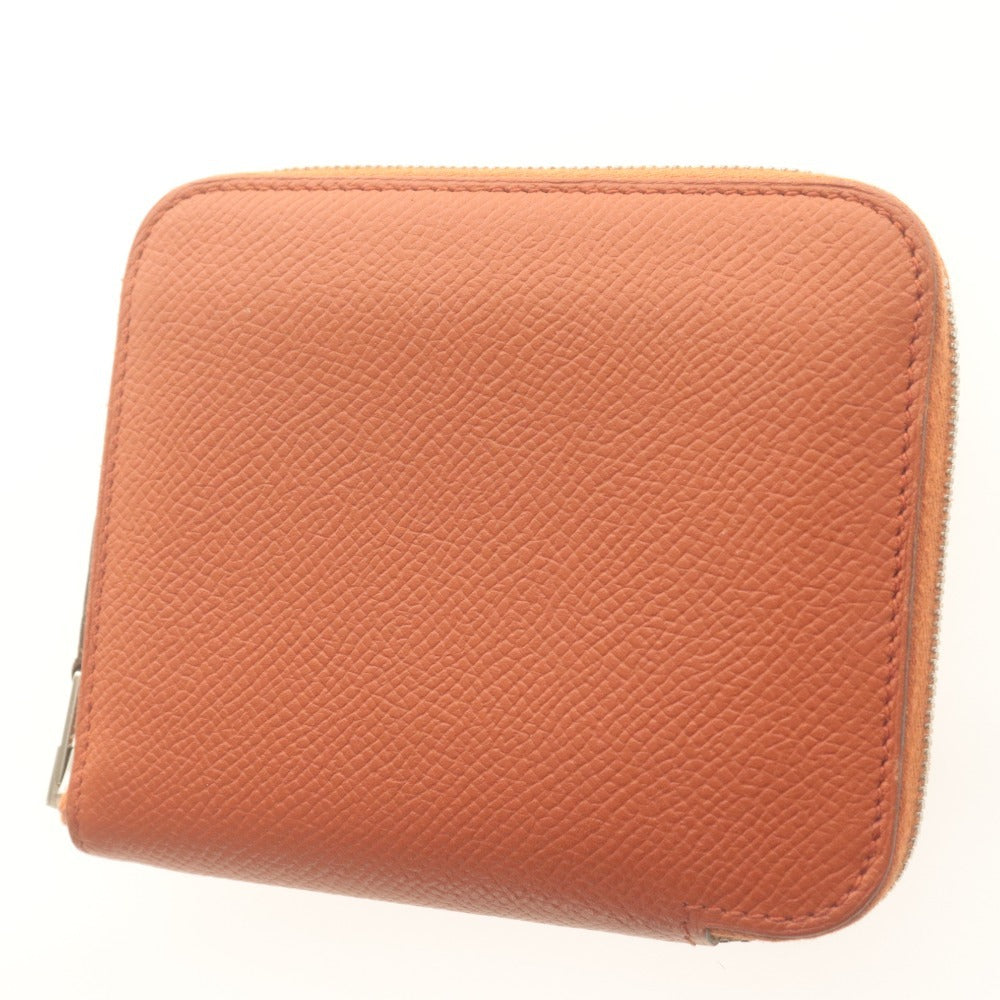 ■ エルメス HERMES ミニ財布 アザップ シルクイン コンパクト C刻印 SL 002 DB ファスナー カード小銭入れ レディース メンズ オレンジ系