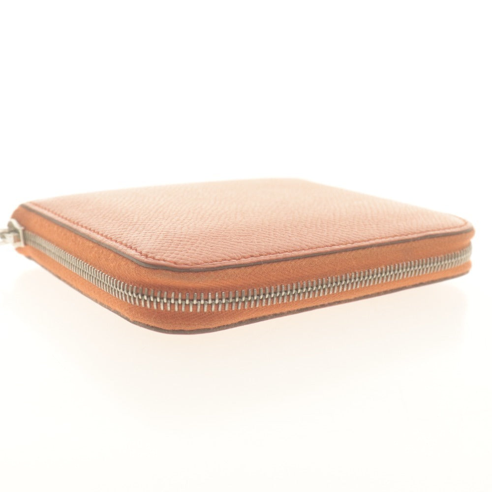 ■ エルメス HERMES ミニ財布 アザップ シルクイン コンパクト C刻印 SL 002 DB ファスナー カード小銭入れ レディース メンズ オレンジ系