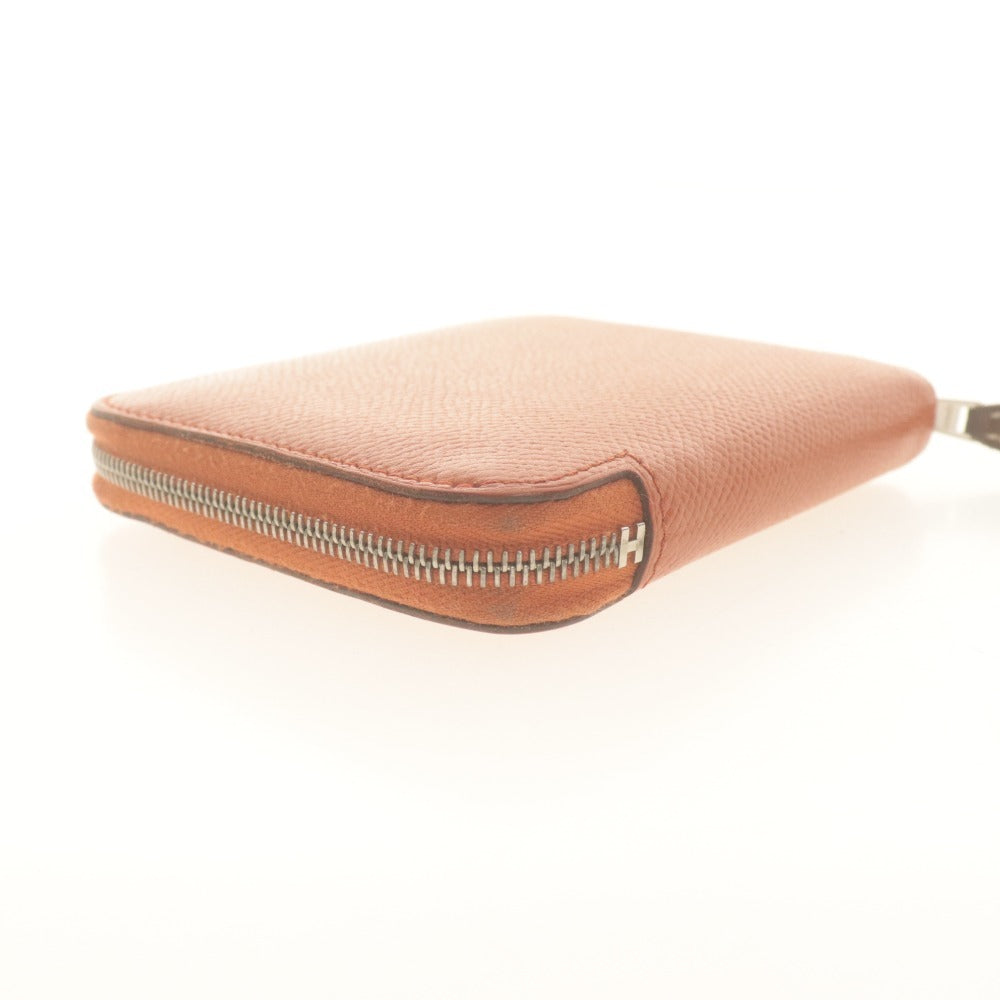 ■ エルメス HERMES ミニ財布 アザップ シルクイン コンパクト C刻印 SL 002 DB ファスナー カード小銭入れ レディース メンズ オレンジ系