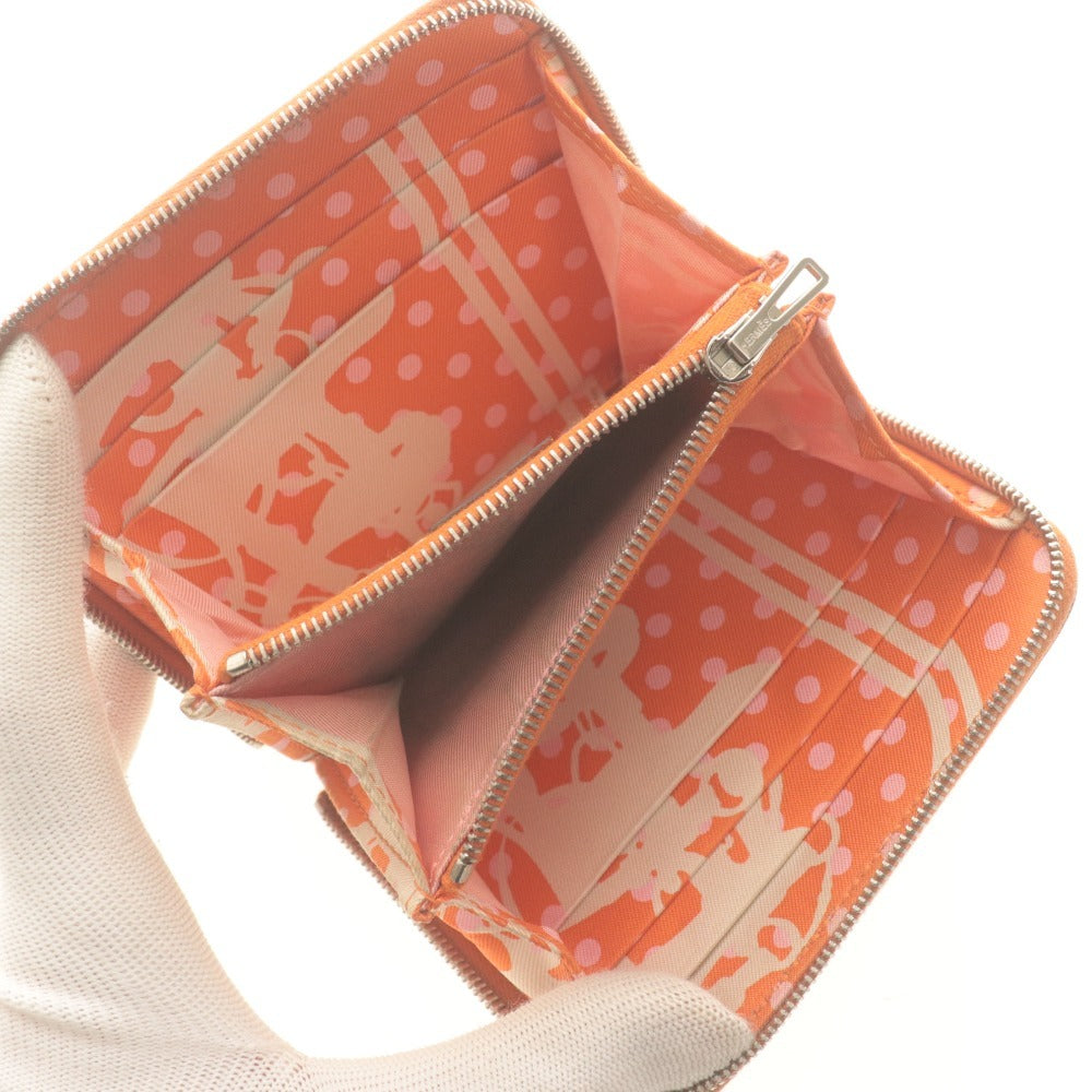 ■ エルメス HERMES ミニ財布 アザップ シルクイン コンパクト C刻印 SL 002 DB ファスナー カード小銭入れ レディース メンズ オレンジ系