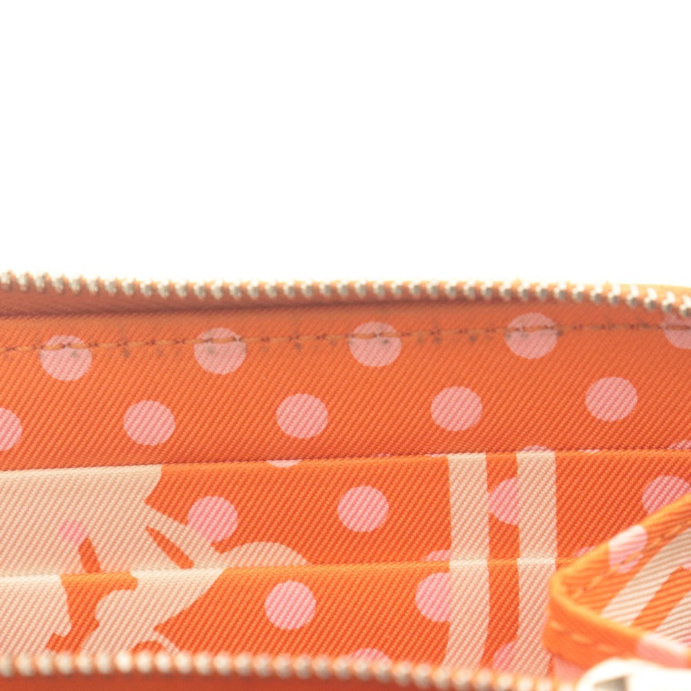■ エルメス HERMES ミニ財布 アザップ シルクイン コンパクト C刻印 SL 002 DB ファスナー カード小銭入れ レディース メンズ オレンジ系