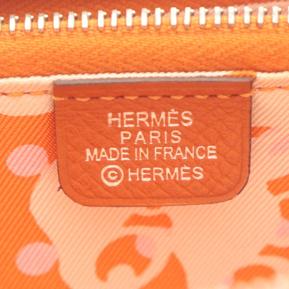 ■ エルメス HERMES ミニ財布 アザップ シルクイン コンパクト C刻印 SL 002 DB ファスナー カード小銭入れ レディース メンズ オレンジ系