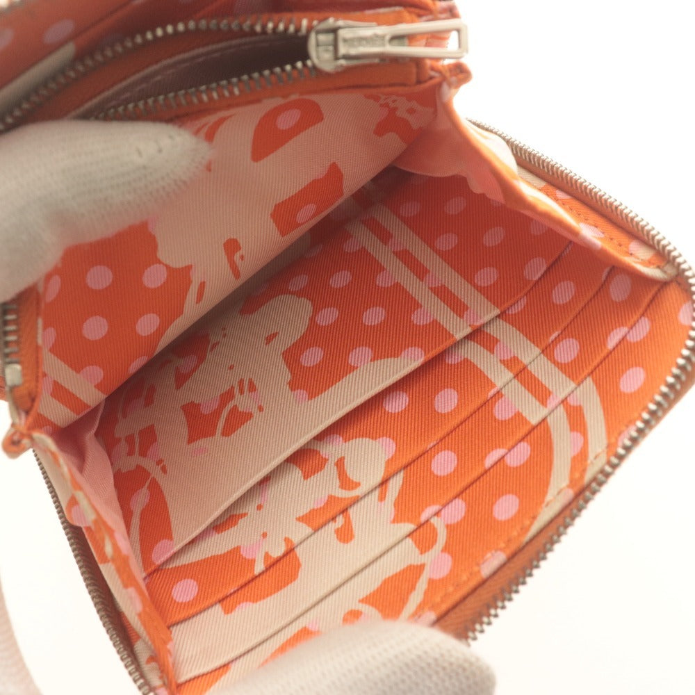 ■ エルメス HERMES ミニ財布 アザップ シルクイン コンパクト C刻印 SL 002 DB ファスナー カード小銭入れ レディース メンズ オレンジ系