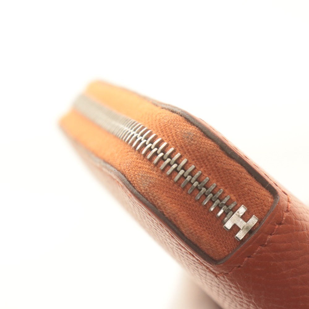 ■ エルメス HERMES ミニ財布 アザップ シルクイン コンパクト C刻印 SL 002 DB ファスナー カード小銭入れ レディース メンズ オレンジ系