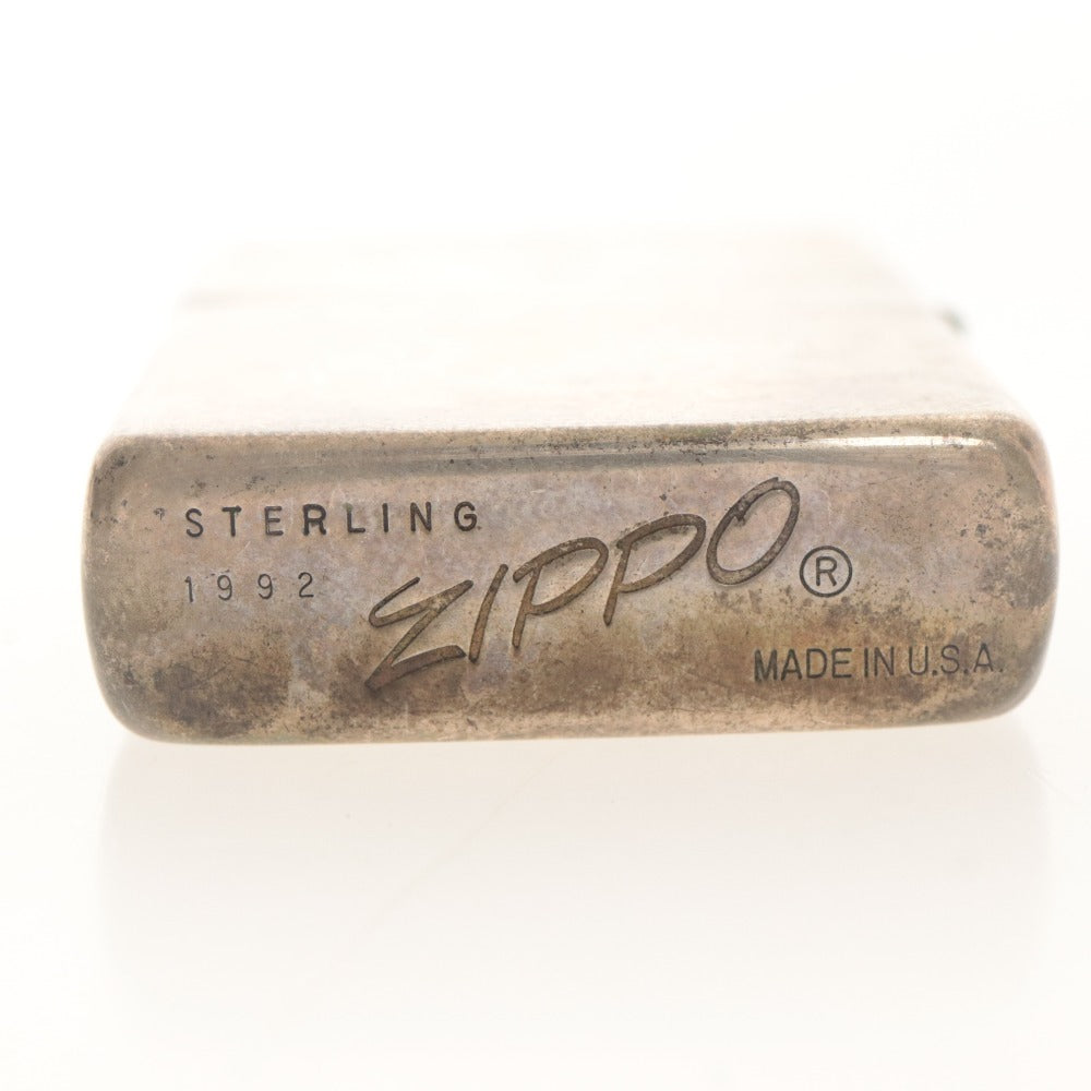 ■ ZIPPO ジッポー オイルライター STERLING 1992 U.S.A製 ヴィンテージ シルバー 箱付き 動作品