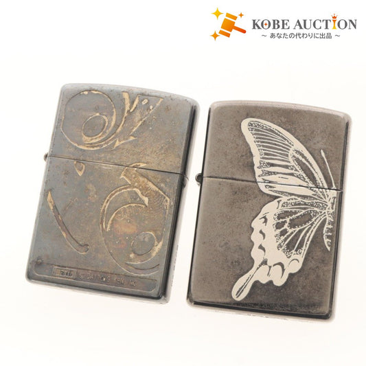 ■ ZIPPO ジッポー オイルライター 2点セット まとめ売り 大都技研 総柄 パチンコ D 2005 / バタフライ 蝶柄 E 2004/ U.S.A製 動作品