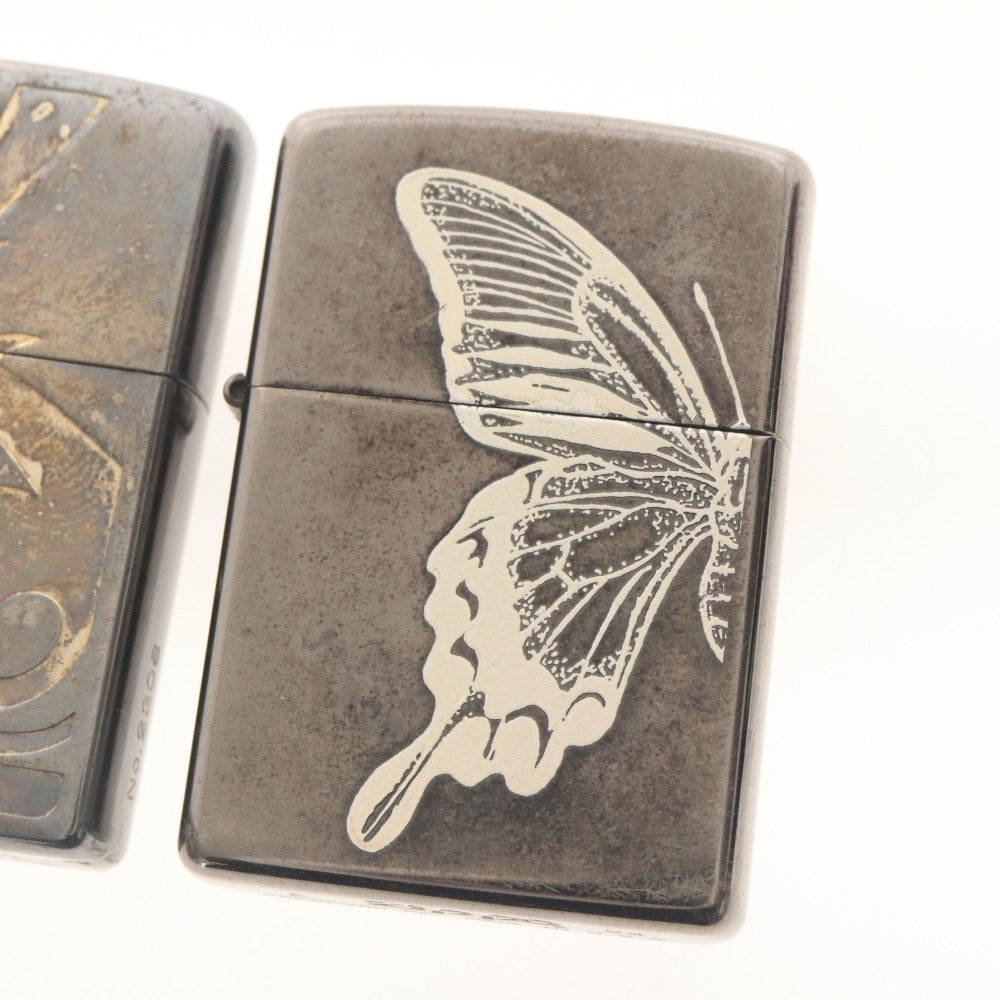 ■ ZIPPO ジッポー オイルライター 2点セット まとめ売り 大都技研 総柄 パチンコ D 2005 / バタフライ 蝶柄 E 2004/ U.S.A製 動作品