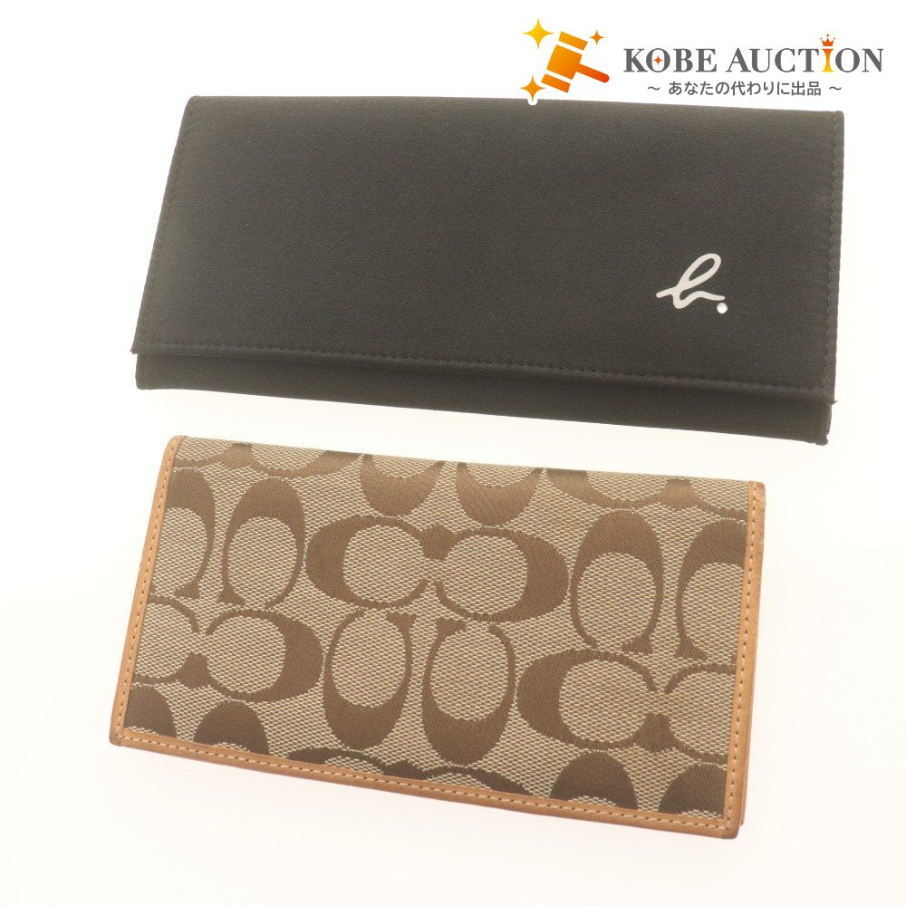 ■ COACH agnes b. Coach Agnes b. 2-piece set bundle Book cover Card case Signature /Long wallet Nylon Coin purse Bill compartment